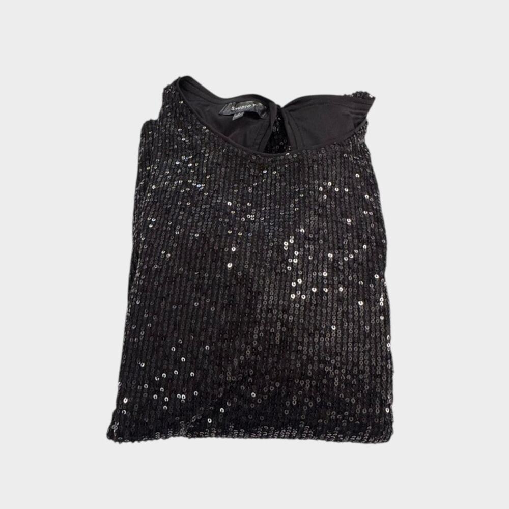 Studio Y Small Black Sequin Long Sleeve Coctail Party Special Occasion Dress - Picture 9 of 10